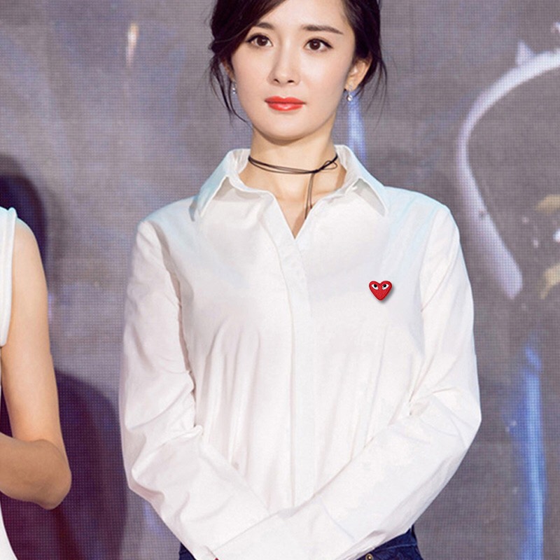 Sơ mi nữ dài tay hình tim đỏ sm127