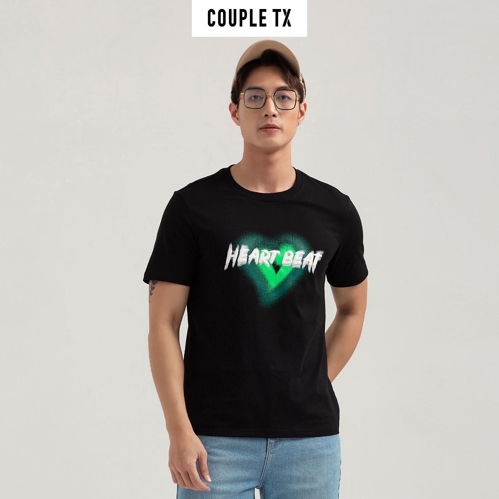 COUPLE TX - Áo Thun Nam Valentine Regular In Graphics Heart Beat MTS 1241
