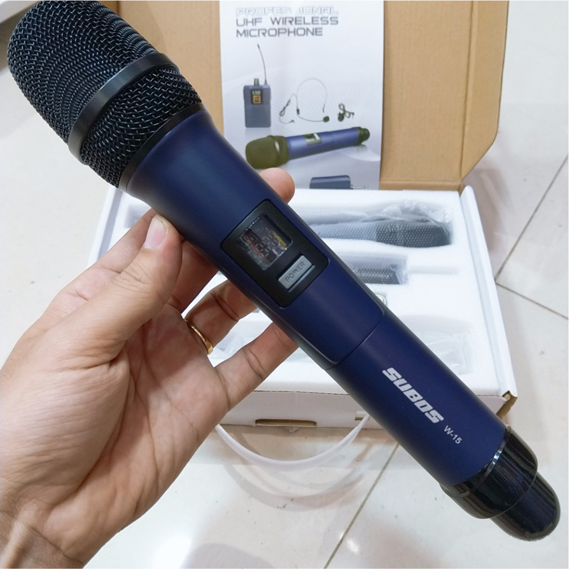 Bộ 2 Micro Subos-W15 Không Dây Karaoke - Hàng Nhập Khẩu