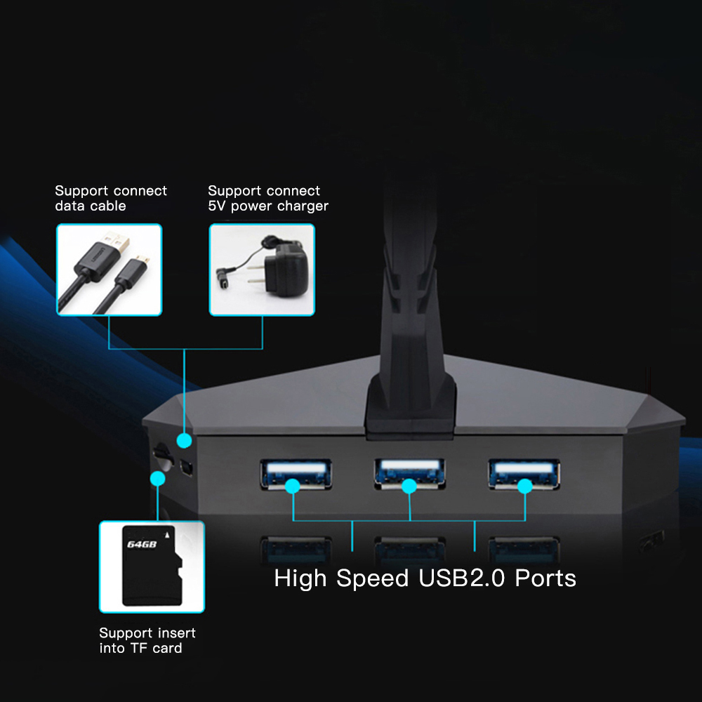 3 Cổng USB2.0 Data Gaming Hub Mouse Bungee USB Hub Splitter TF Card Reader Tốc Độ Cao Có Kẹp Chuột Với USB-CoMbo