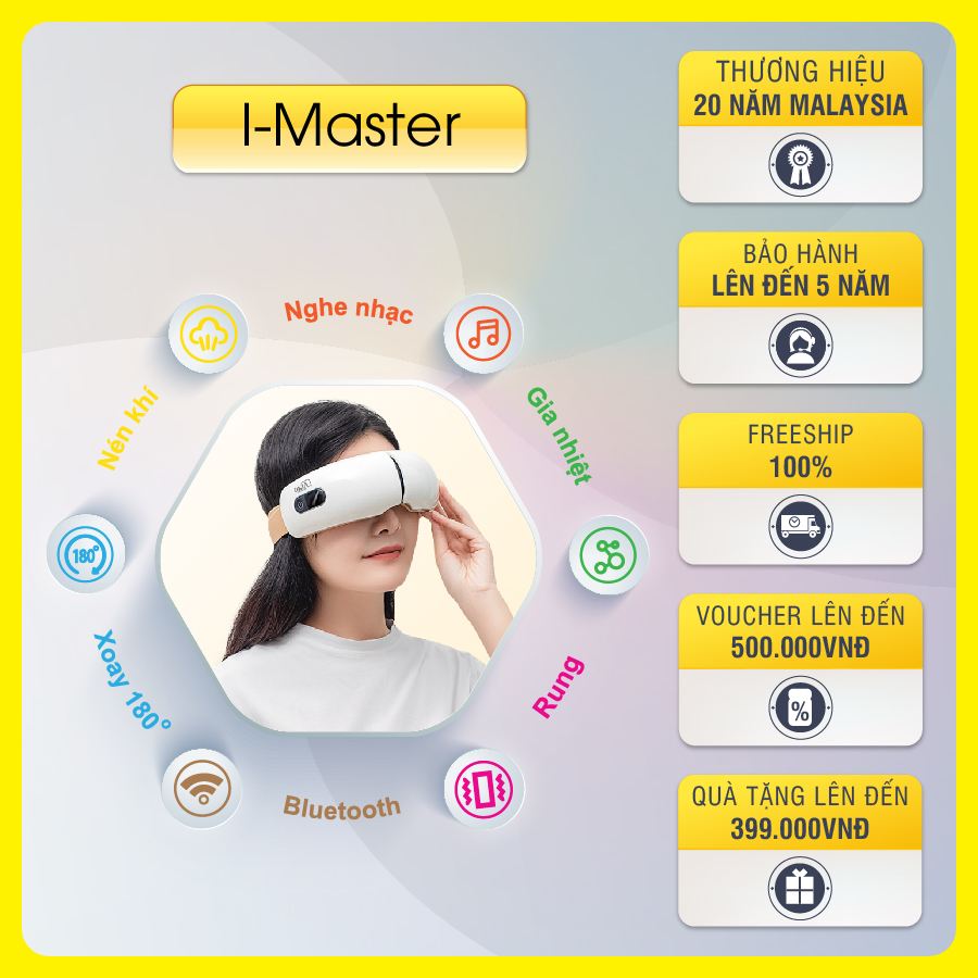 Máy Massage Mắt OKIA I-Master KWH974 - Máy Mát Xa Mắt, Giảm Quầng Thâm, Tăng Lưu Thông Máu, Thư Giãn chính hãng MALAYSIA