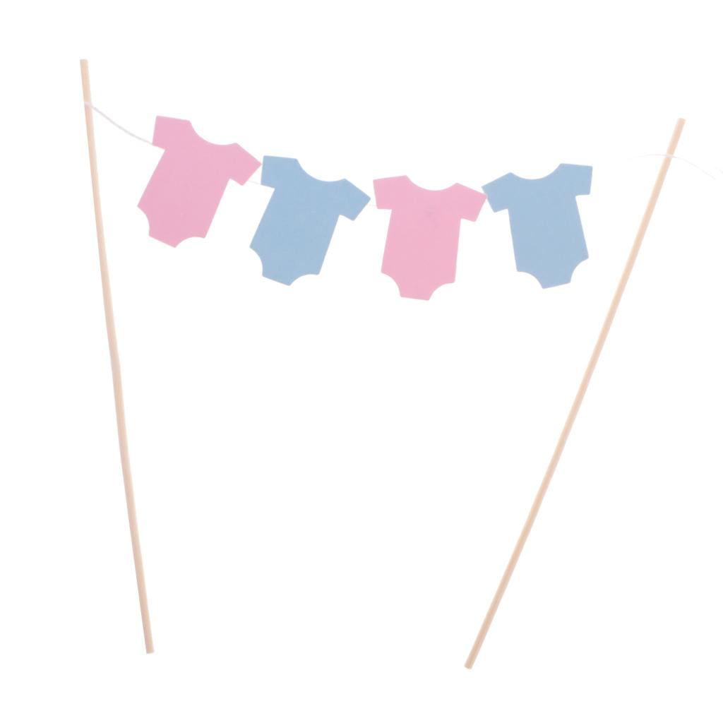 Cute Baby Clothes Cake Topper Banner Baby Shower Birthday Party Decor