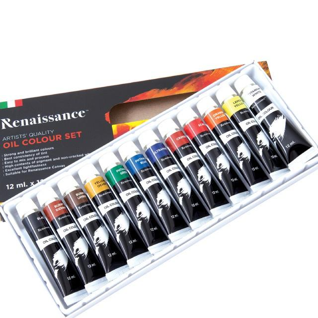 Bộ 12 màu vẽ sơn dầu chuyên nghiệp acrylic oil colour set dạng tuýp 12ml cao cấp của ý