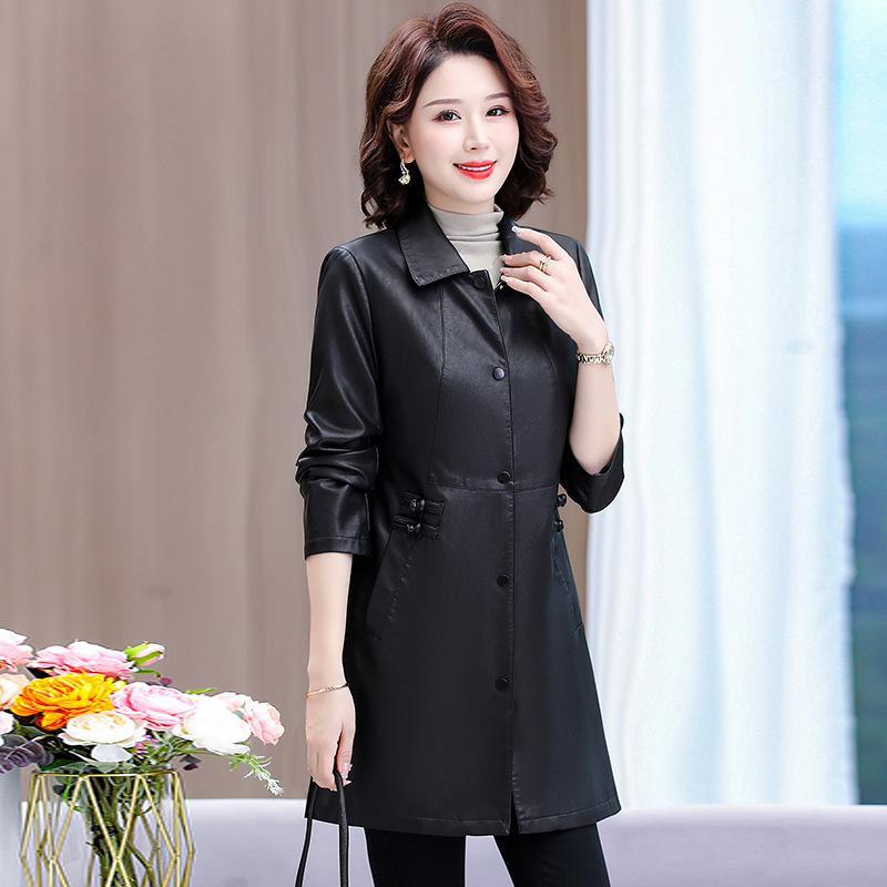 Áo Khoác Da Dài Vừa Cho Mẹ KD12- Hàng Quảng Châu Cao Cấp