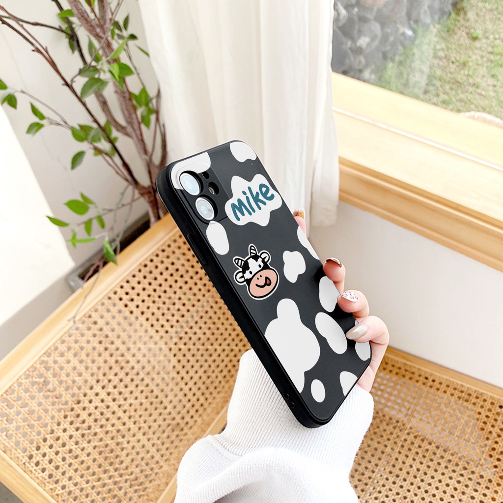 Ốp Lưng Cạnh Vuông Bò Sữa Dành Cho iPhone 6 / 6 Plus / 7 / 7 Plus / 8 / 8 Plus / X / Xs / Xs Max / 11 / 11 Pro / 11 Pro Max / 12 / 12 Pro / 12 Pro Max