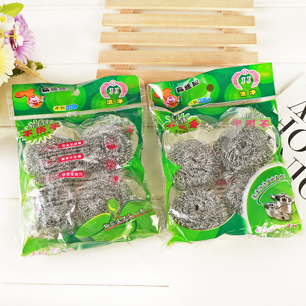 Bộ 6 miếng chà xoong lưới thép mềm - Set 6 Miếng Chà Nồi Chảo Siêu Sạch - Miếng chà xoong -HT