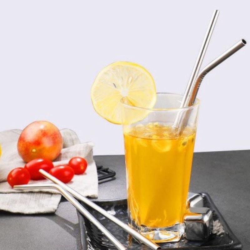 Bộ 2 Ống Hút Inox + 1 Thanh Khuấy Cọ Rửa Không Gỉ Không Độc Hại