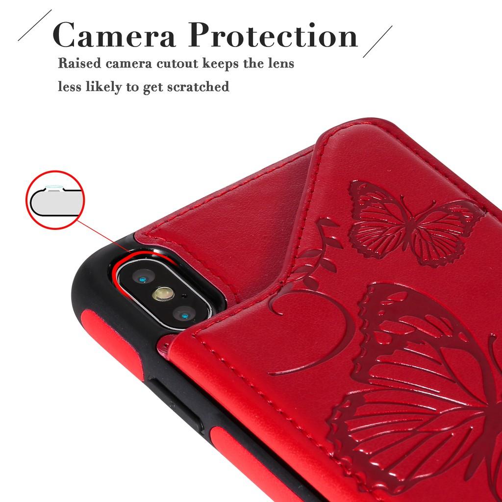 Bao Da Nắp Gập Có Ngăn Đựng Thẻ In Hình Bướm 3d Cho Iphone X Xs Max Xr