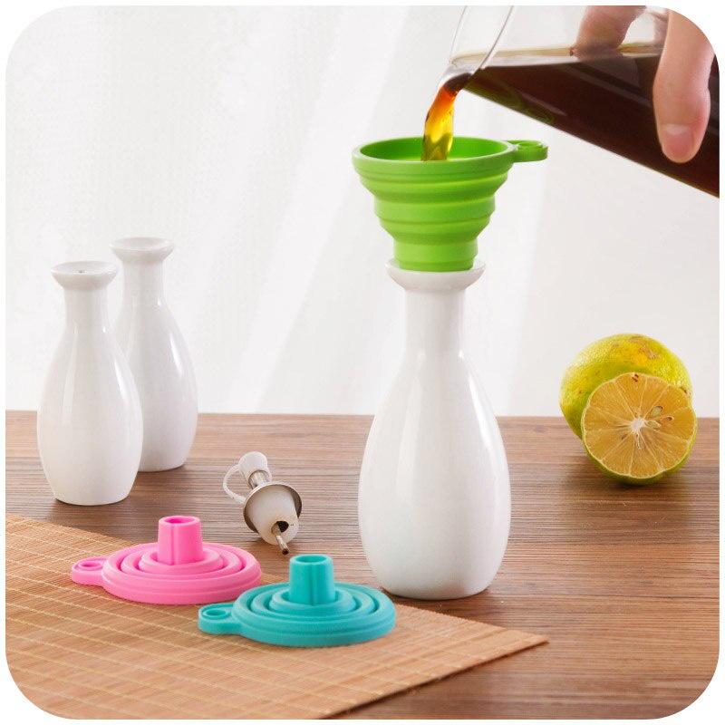 1pc Folding Mini - telescopic Funnel Household Silicone Oil Spill Kitchen Trumpet Liquid Oil Funnel