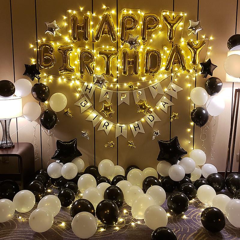 Combo trang trí sinh nhật happy birthday 50 bong bóng kèm đèn Led và đủ đồ phụ kiện trang trí tiệc cho bé trai, gái CB05