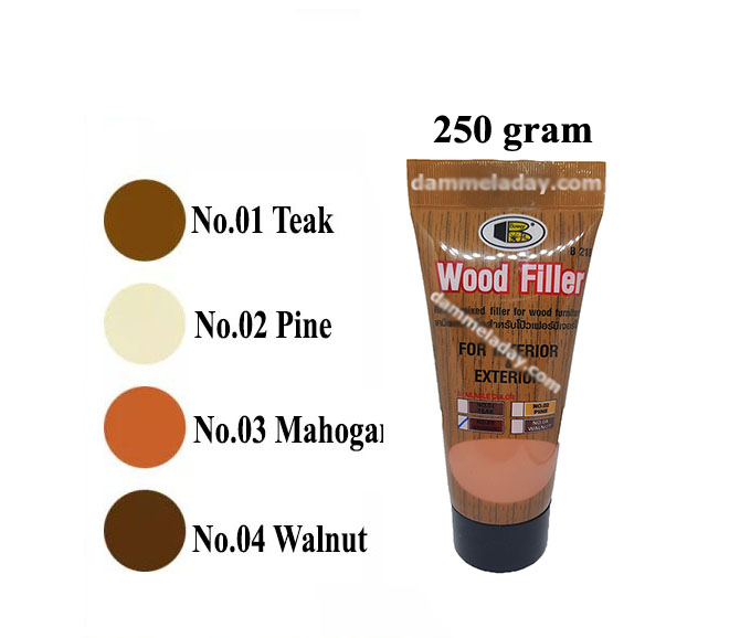 BỘT TRÁM TRÉT KHIẾM KHUYẾT GỖ WOOD FILLER Bosny (250 gram/tuýp) - Nhập khẩu Thái Lan