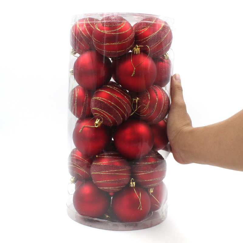 Bộ 30 Trái Châu Bóng Trang Trí Giáng Sinh 70 - Màu Đỏ