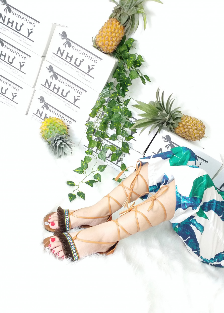 Giày Sandal Chiến Binh Thổ Cẩm Tua Rua