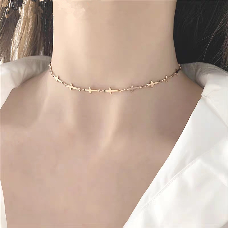 Dây chuyền inox kiểu chuỗi thánh giá 2mm mạ vàng sáng đẹp, sang trọng, đẳng cấp vô cùng