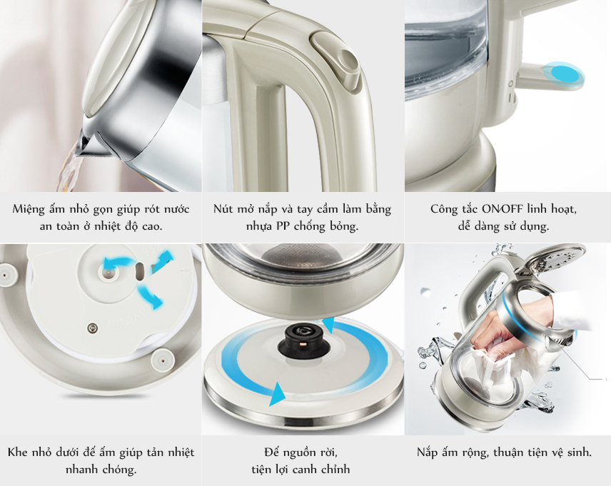 Ấm Đun Thủy Tinh Siêu Tốc Cao Cấp Đa Năng Ariranglife AL-A17G5 – màu xám (1,7 lít) - Ấm Đun Thủy Tinh Thông Minh Chịu Nhiệt - Bình đun thủy tinh siêu nhanh cao cấp đa năng, có thể đun nước, pha trà, pha sữa, pha mì, tự ngắt điện khi sôi, an toàn sức khỏe