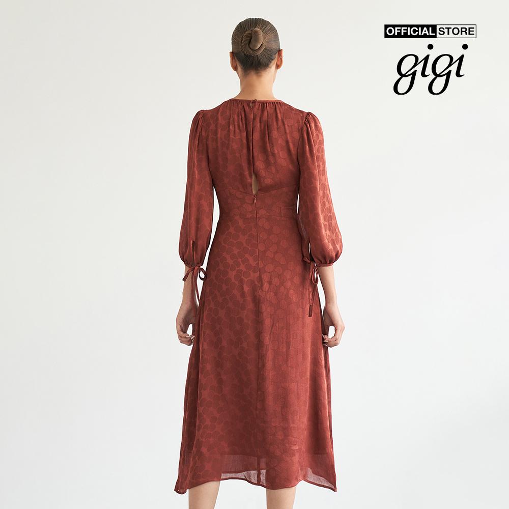 GIGI - Đầm midi tay lỡ cổ tròn dáng xòe nhẹ nữ tính G2102D222158