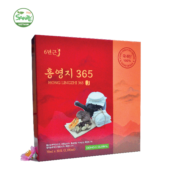 Sante365 - Thực Phẩm Bổ Sung - HONG LINGZHI 365 - NƯỚC HỒNG SÂM LINH CHI DẠNG GÓI 30 GÓI 70ml