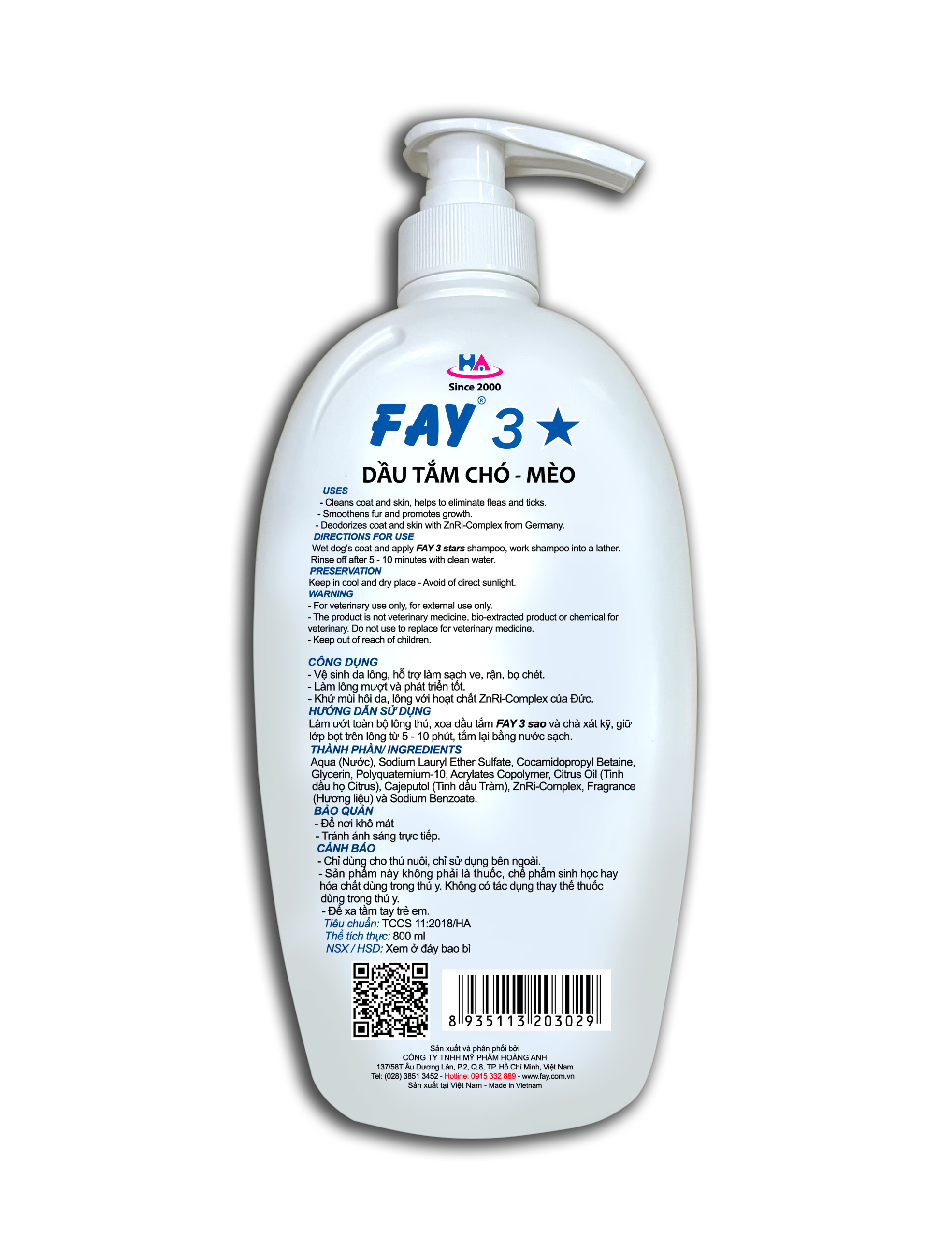 Dầu Tắm FAY 3 sao 800ml