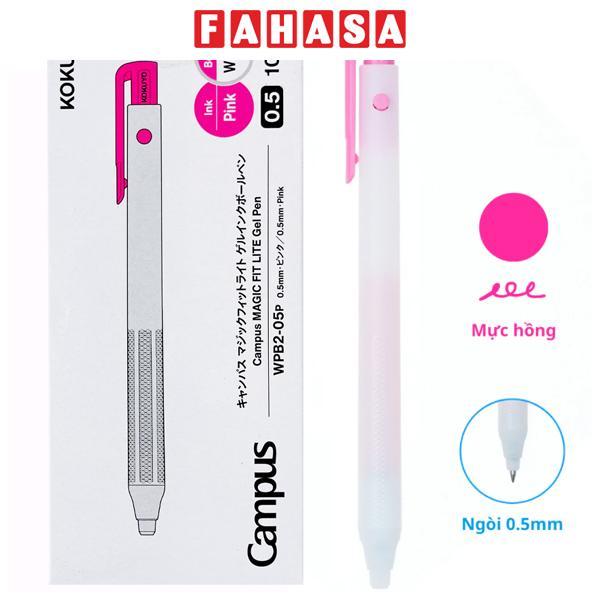 Hộp 10 Bút Gel Magic Fit Lite 0.5 mm - Campus WPB2-05P - Mực Hồng - Thân Trắng