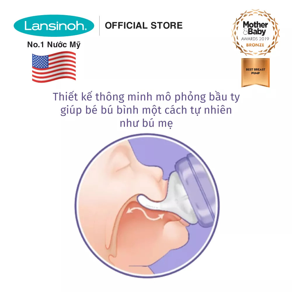 Combo 2 Bình Sữa Cổ Rộng Lansinoh 160ml +240ml