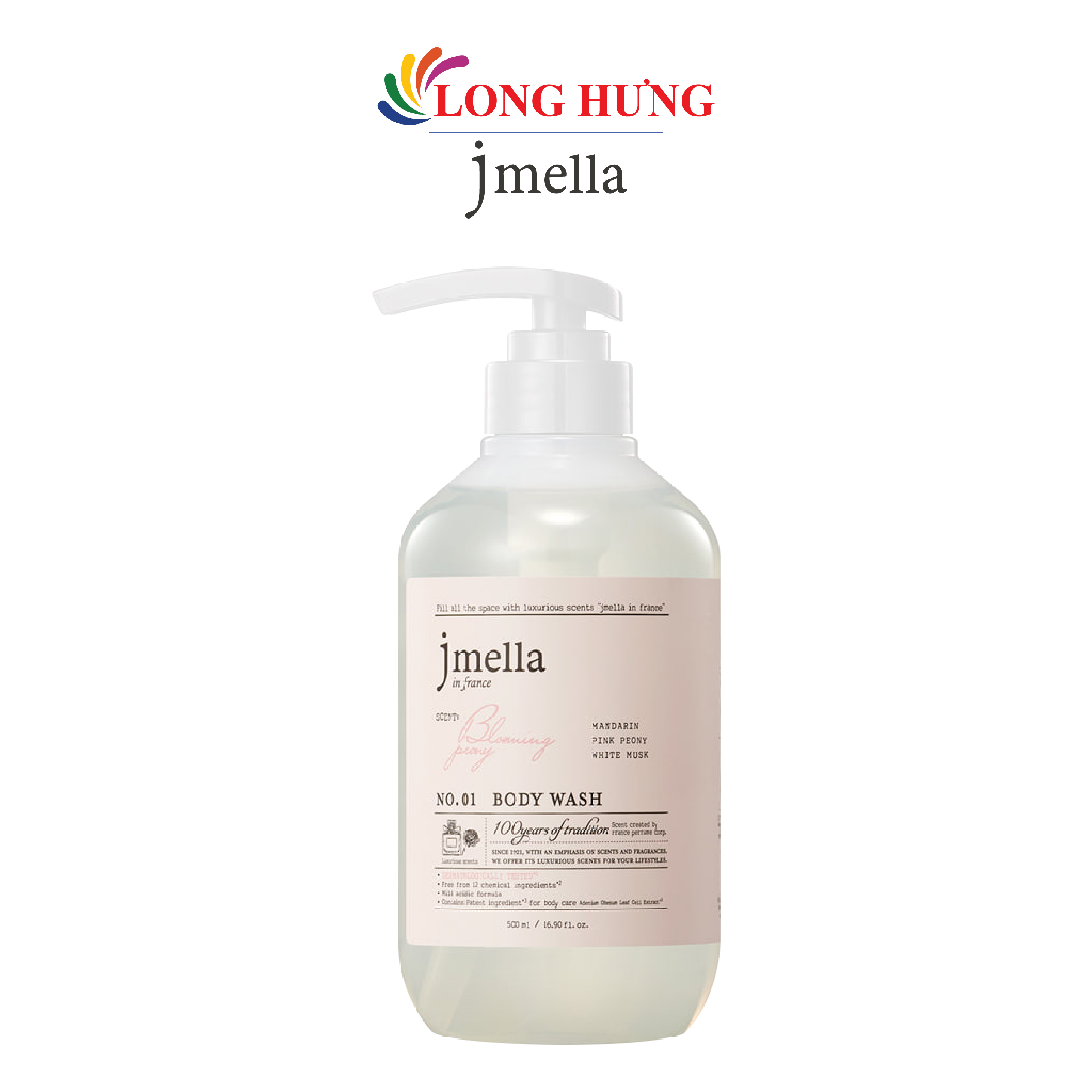 Sữa tắm hương nước hoa Jmella In France Blooming Peony cung cấp độ ẩm cho da (500ml) - Hàng chính hãng