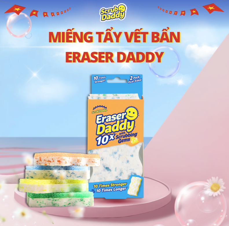 Miếng Chà Tẩy Eraser Daddy Với Các Tinh Thể Chà Rửa Kính, Tường...
