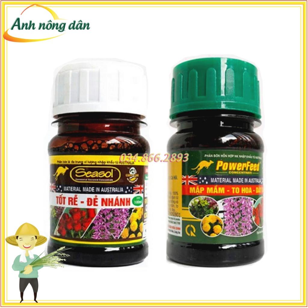 Bộ đôi phân đạm cá Powerfeed và Tảo biển Seasol chai 100ml - chuyên dùng cho hoa cây cảnh
