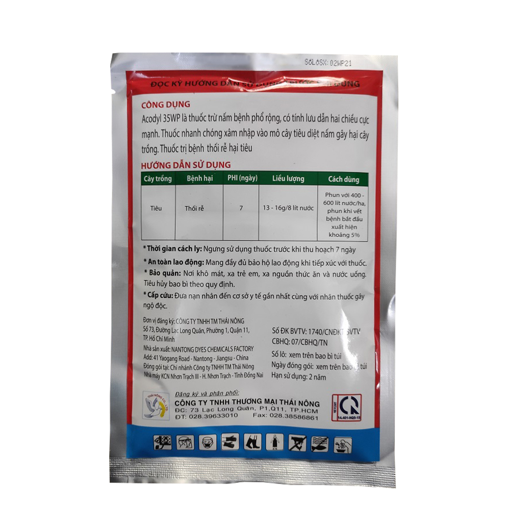 Metalaxyl đỏ 100gr trừ bệnh Acodyl 35WP - Gói 100gram