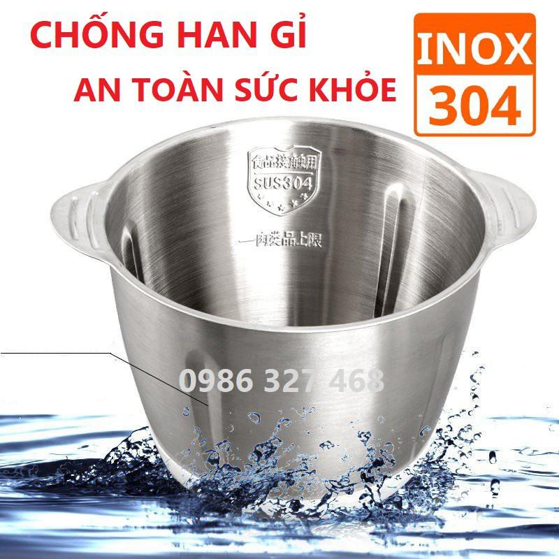 Máy Xay Thịt, Máy Xay Cầm Tay Đa Năng 2 Lít Cối Inox, Công Suất 250W, 4 Lưỡi Dao Xay Thịt Cá, Rau Củ, Xay Sinh Tố