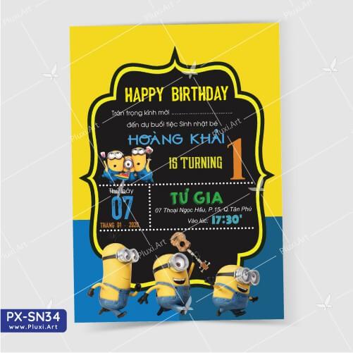 Thiệp thôi nôi – sinh nhật theo yêu cầu Pluxi