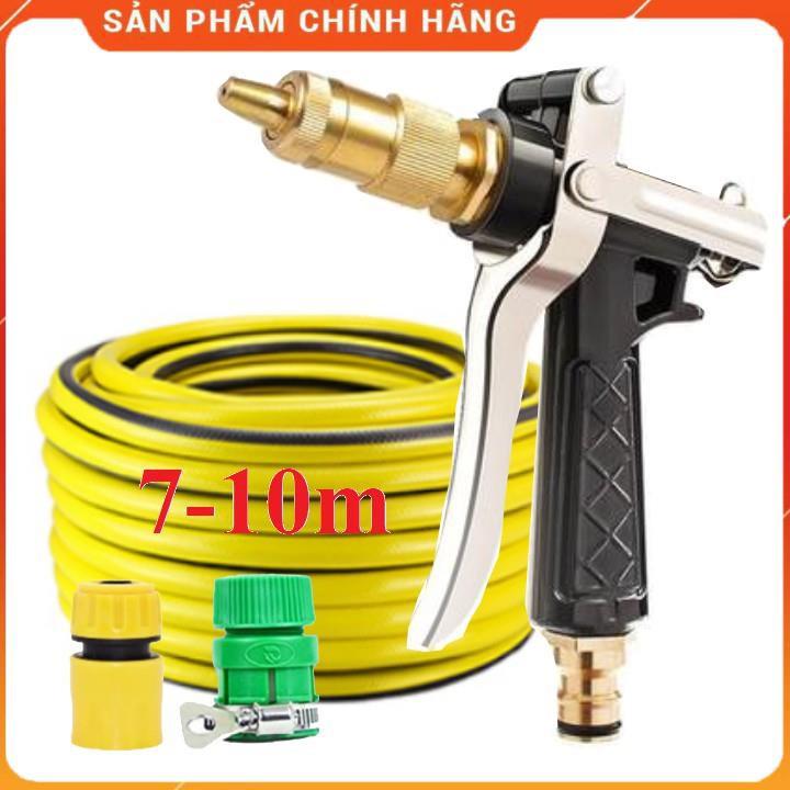 Máy bơm️Evoucher️ Bộ dây vòi xịt nước rửa xe, tưới cây , tăng áp 3 lần, loại 7m, 10m 206236 đầu đồng,cút,nối PE