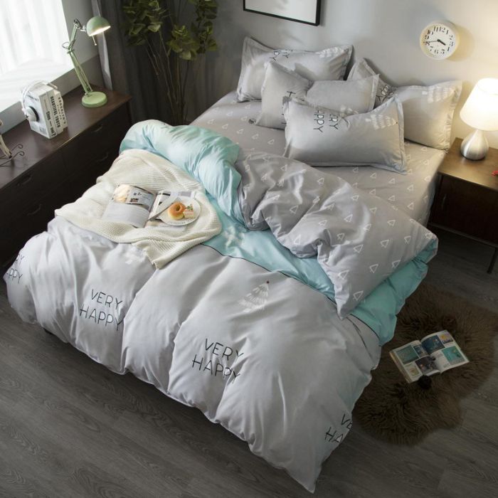 Bộ chăn ga gối Cotton cao cấp 1m6x2m màu ghi DQK116