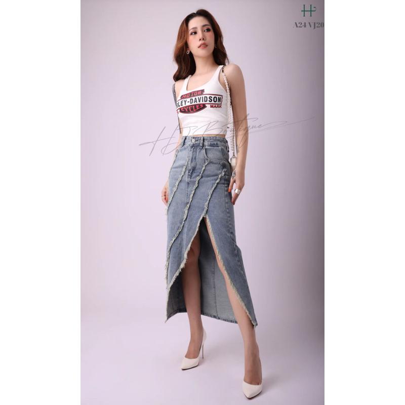 Chân váy Jeans xẻ chéo cách tân-VJ 20
