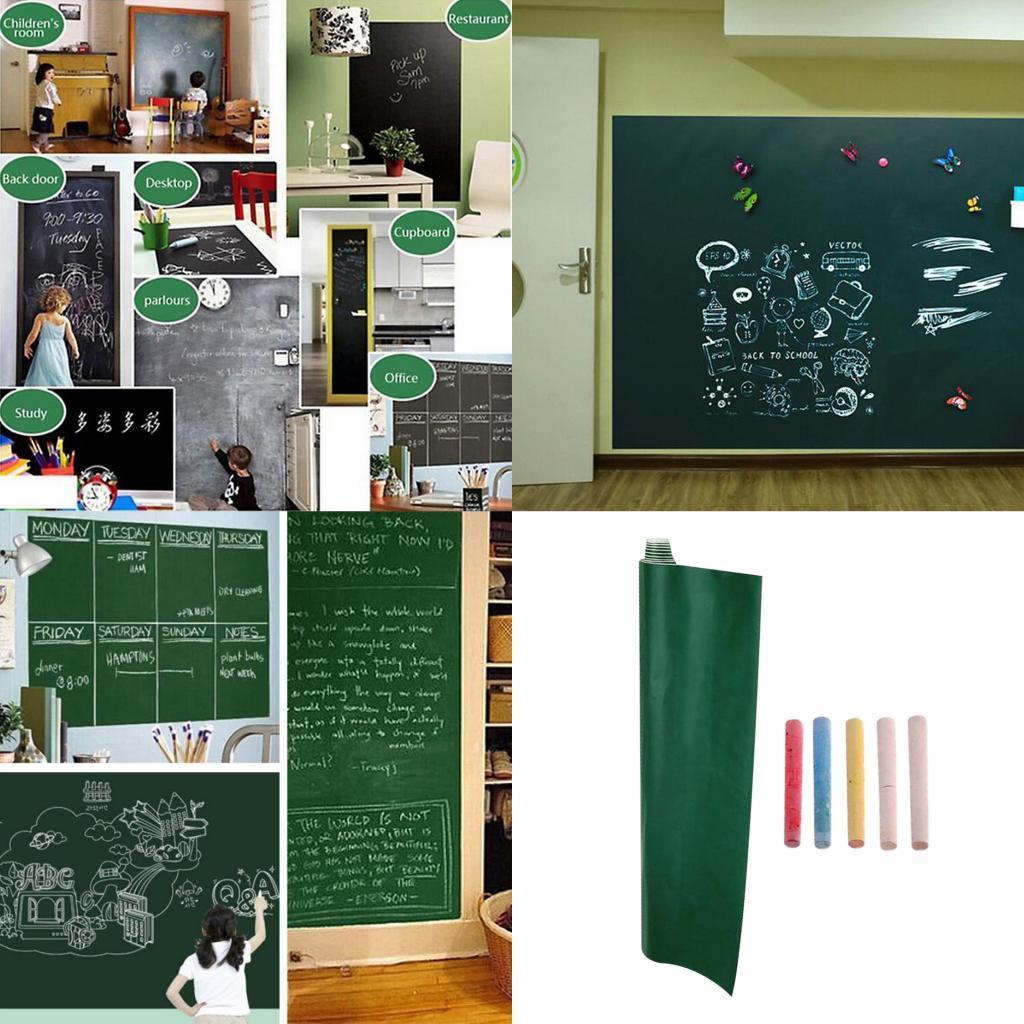 2 Pieces Large Blackboard Paper Roll Wall Decals Stickers Green