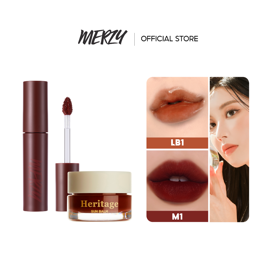 Combo Son Kem Lì Merzy Bite The Beat Mellow Tint 4g + Son Dưỡng Có Màu Merzy The Heritage All Day Lip Care 4g