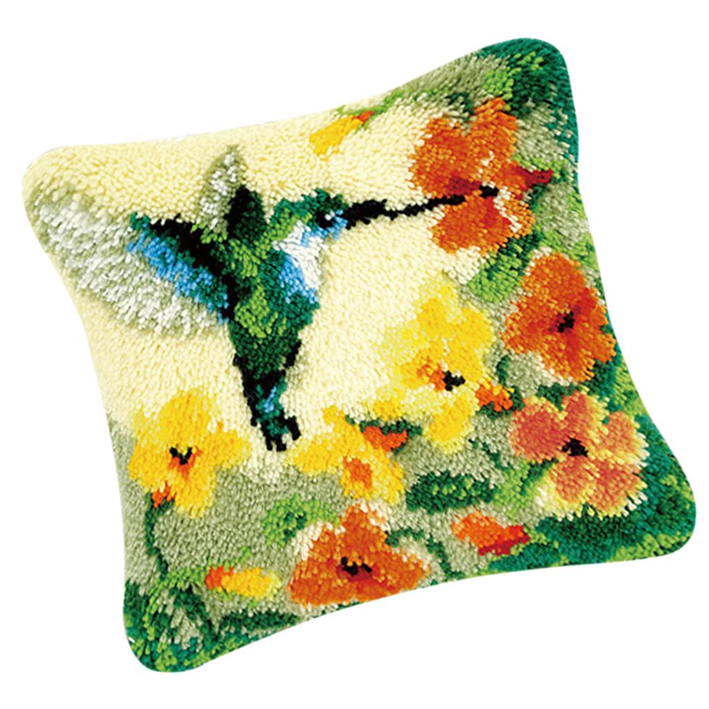 2 Pattern Pillow Latch Hook Kit with Basic Tool DIY Crafts