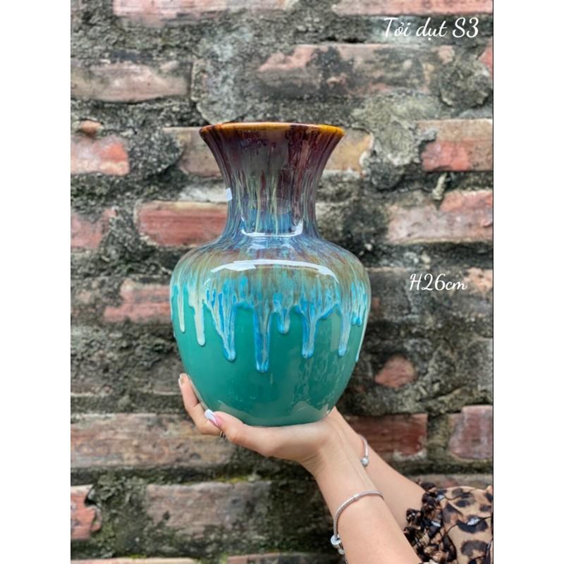 Lọ hoa dáng tỏi men hoả biến SẴn Hàng cao 26cm
