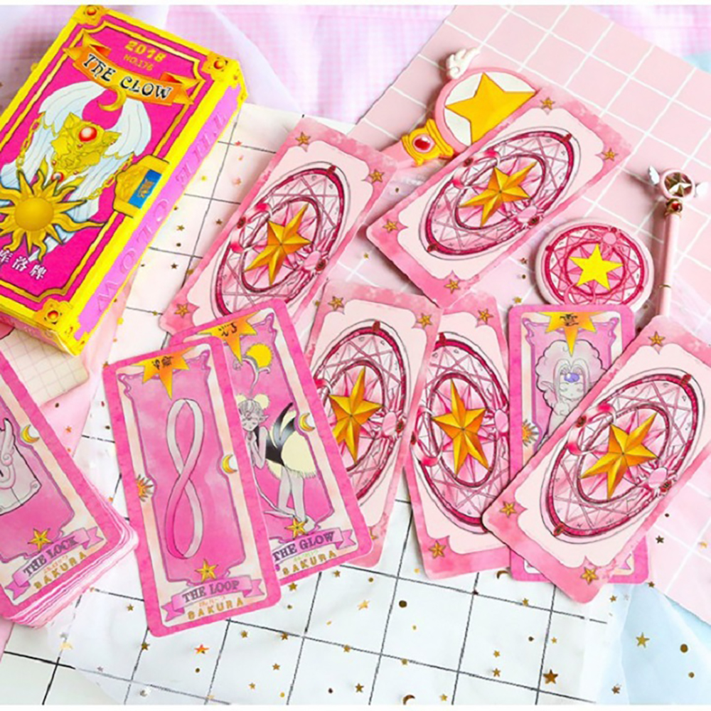 [Size Gốc] Bài Tarot Clow Màu Hồng Cardcaptor Sakura KINOMOTO SAKURA Chuẩn Đẹp Tặng Đá Thanh Tẩy