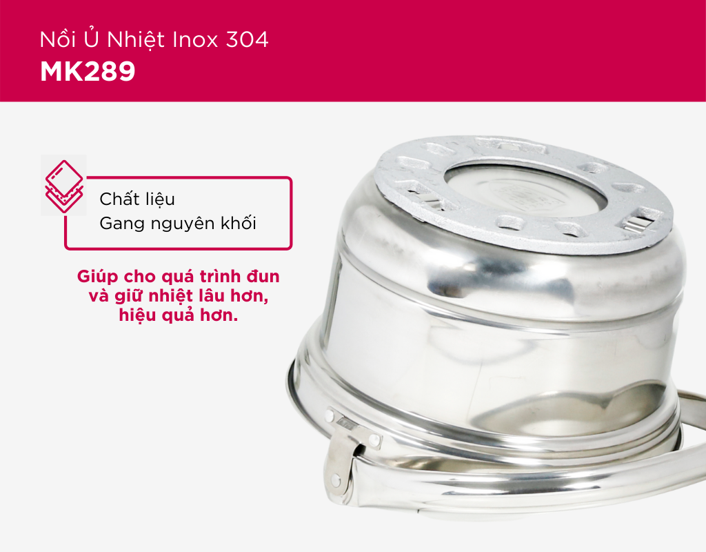 Nồi ủ nhiệt inox 304 Mishio MK289 - Hàng chính hãng