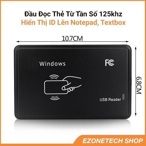 Đầu Đọc Thẻ Từ RFID Tần Số 125khz Không Cần Driver Hiện Thị Dữ Liệu Lên Notepad