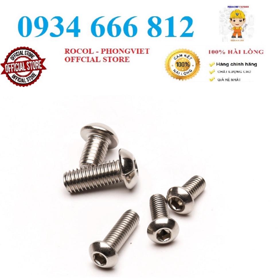 Combo 50c bulong lục giác chìm đầu cầu INOX 304 M3, M3X6, M3X8, M3X10, M3X12, M3X16, M3X20