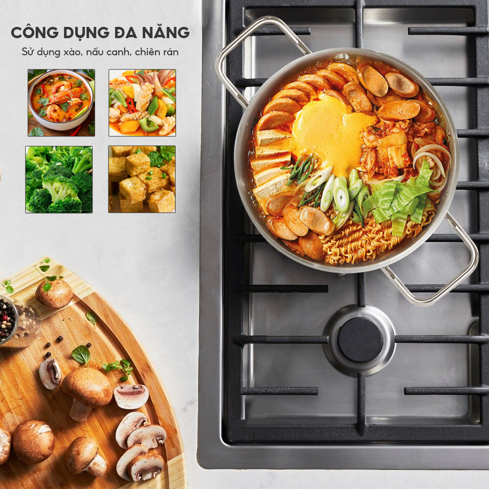 Nồi inox 304 nắp inox đáy 3 lớp Lebenlang LBL2535 và LBL2536, size 26, 30cm, dùng cho mọi loại bếp - hàng chính hãng