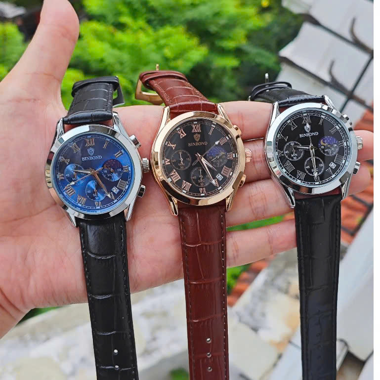 Đồng Hồ Nam Phong Cách Doanh Nhân - Lịch Mặt Trời - Chạy Đủ 6 Kim - Hàng Chính Hãng