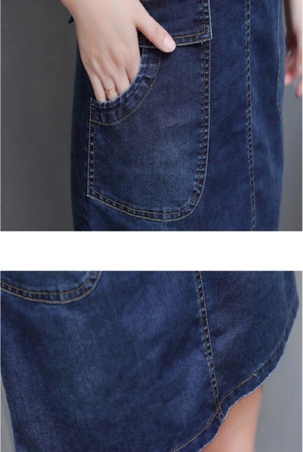 Đầm Jean Yếm Dây Da Phối Túi Sành Điệu