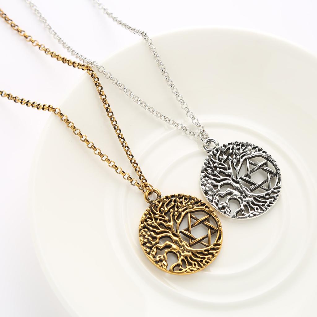 Vintage  Of Life Round Pendant Necklace For Women