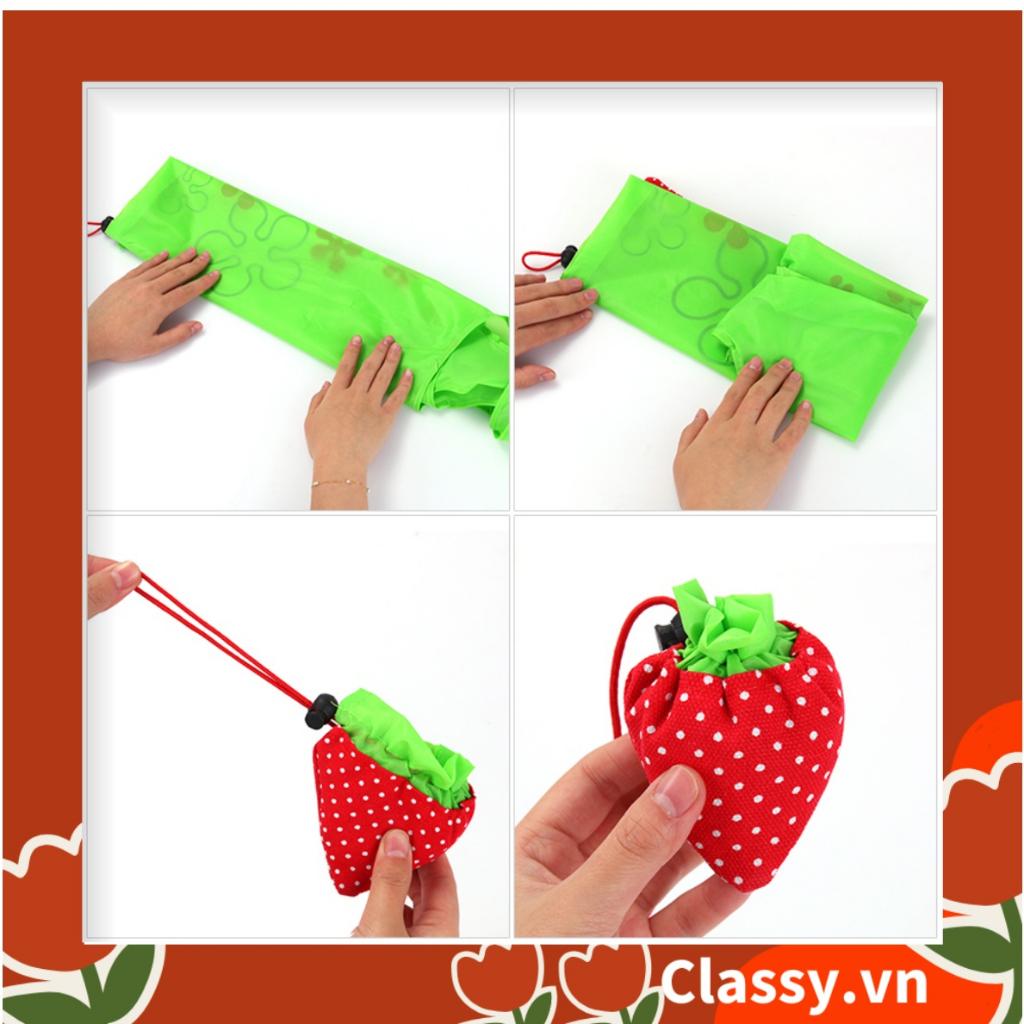Túi dù gấp gọn Classy hình quả dâu xinh xắn, đi chợ, đi du lịch - Sản phẩm thân thiện với môi trường T290