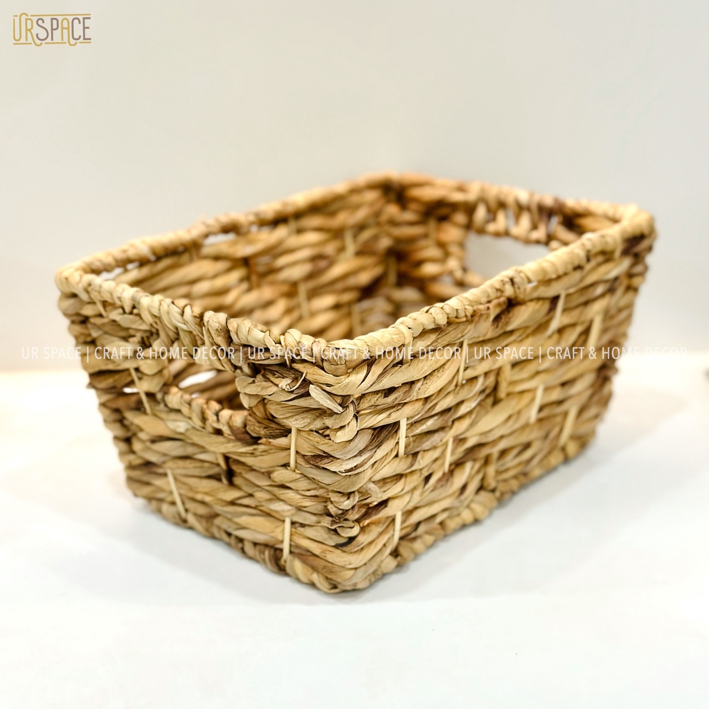 Giỏ cói đựng trái cây URSPACE đựng sách báo, đồ chơi, decor trang trí / RECTANGLE HYACINTH BASKET