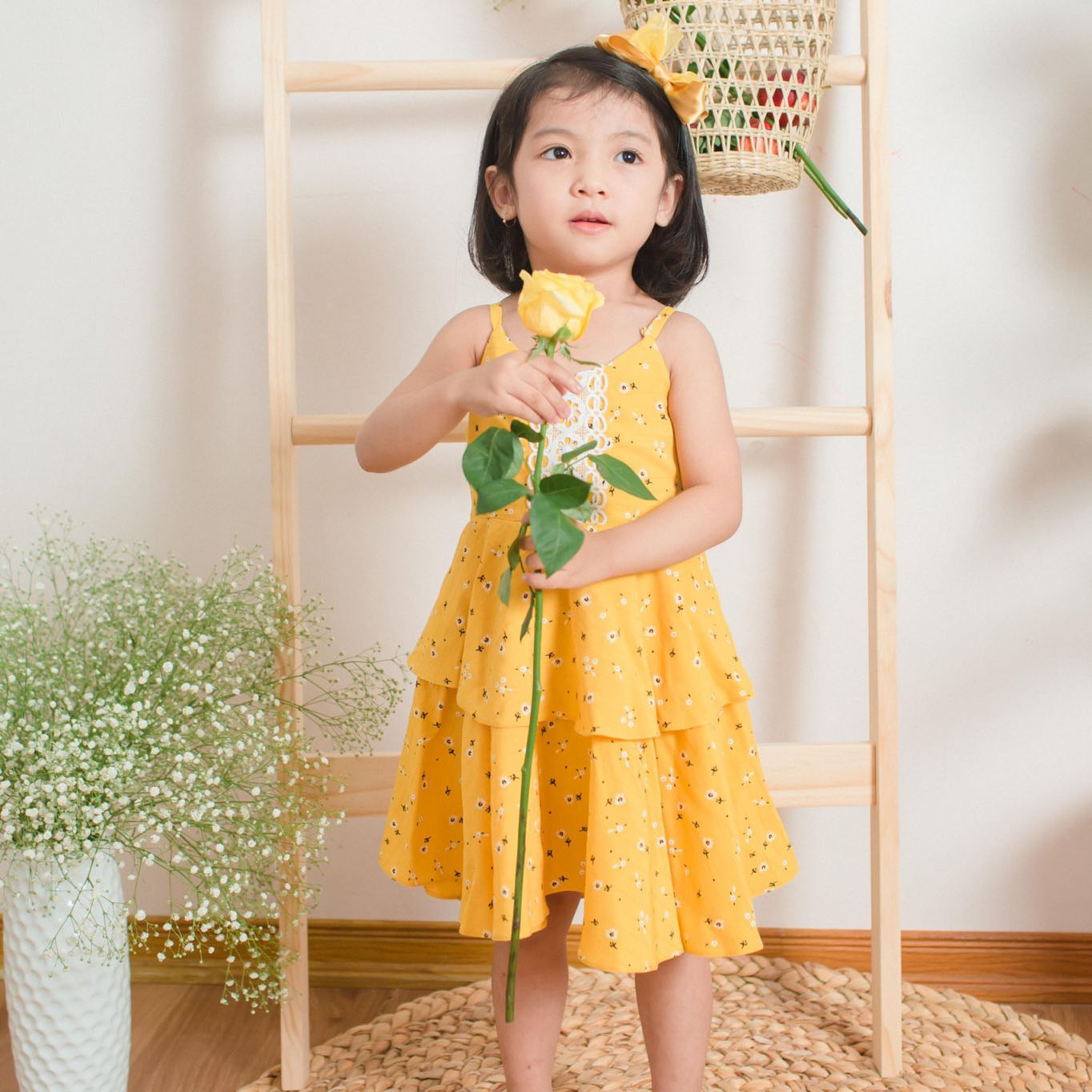 Đầm Lụa Hoa 2 Dây Thoáng Mát Dành Cho Bé Từ 1 Đến 6 Tuổi