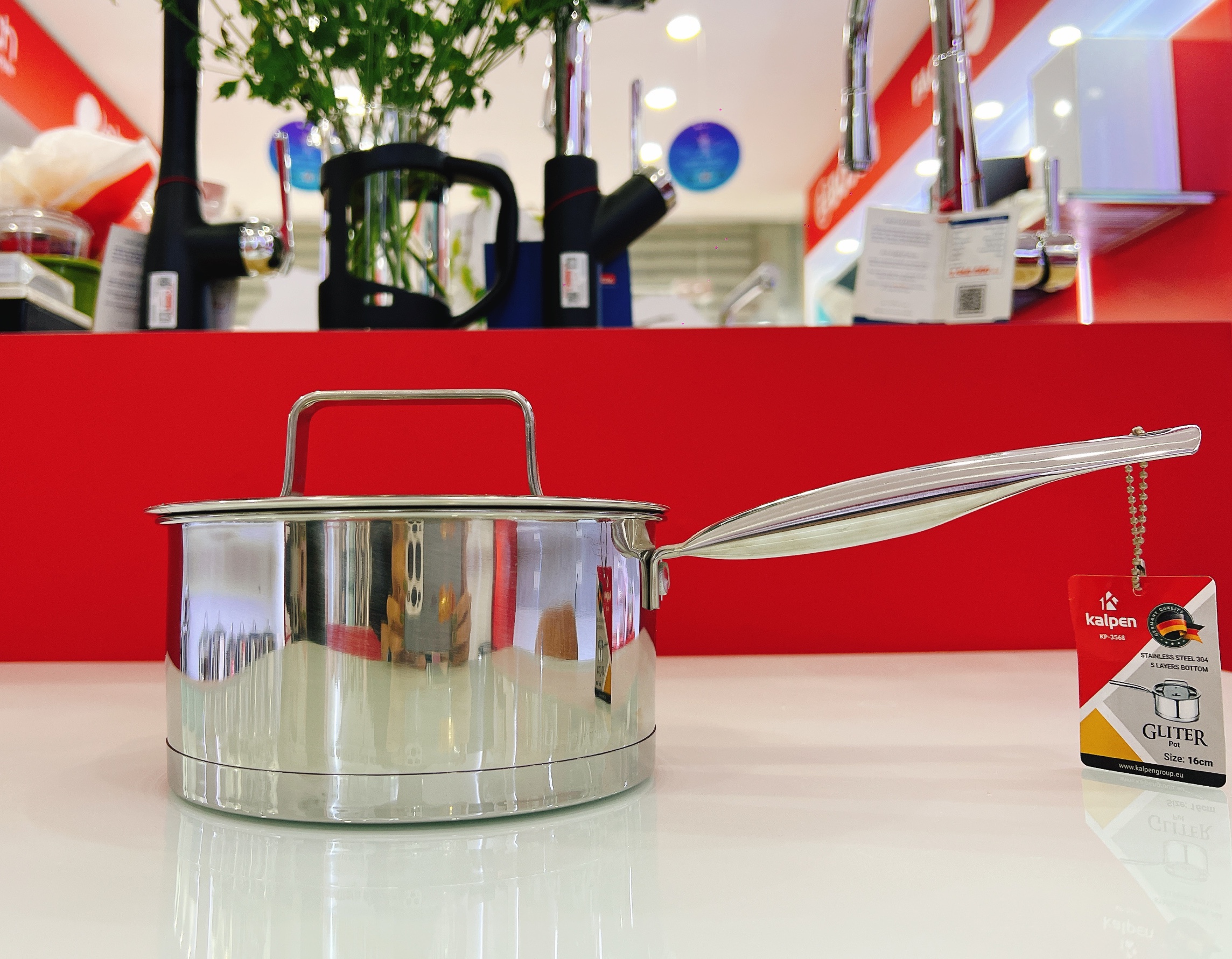 Nồi inox 304 đáy từ Kalpen 16cm 5 lớp đáy từ