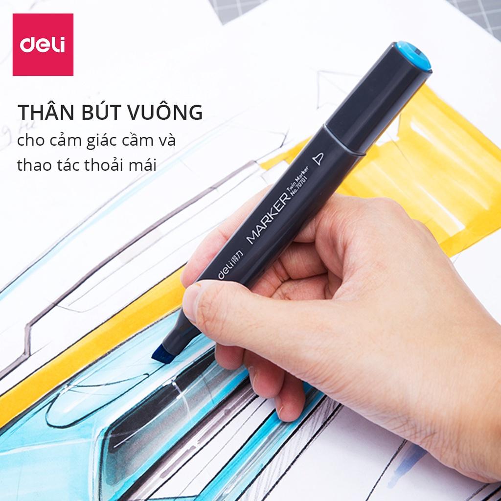 Bút màu marker hai đầu cao cấp Deli 1 chiếc - Màu ngẫu nhiên - 70701-01-KM-01